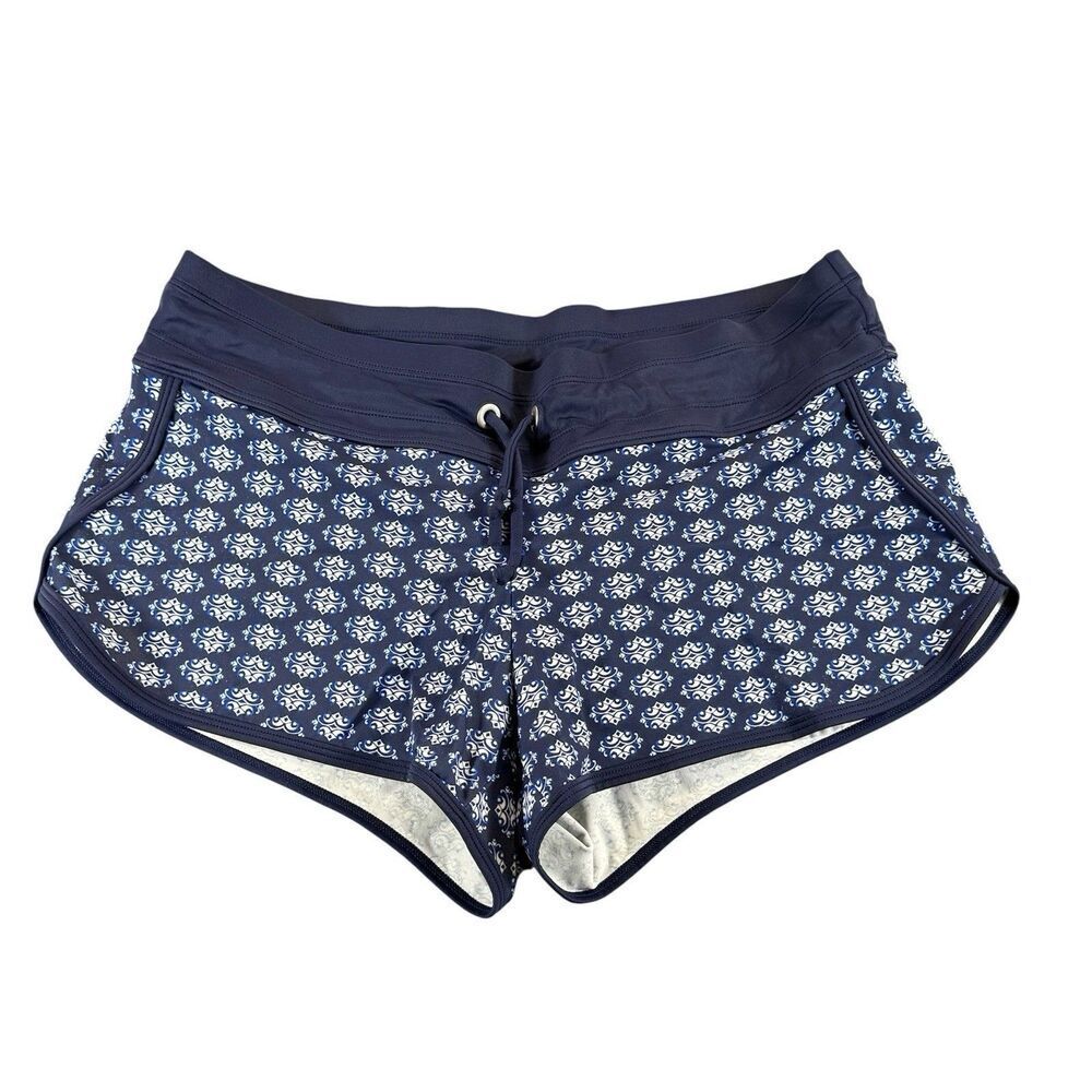 Athleta Sz S Paisley Print Board Shorts Swim Trunks Drawstring Blue Womens